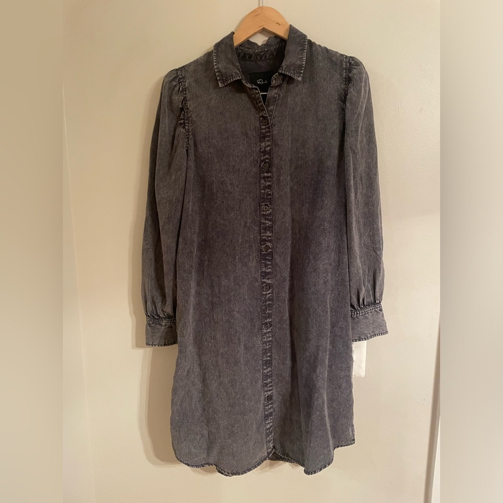 Rails Adele Black Acid Wash button up tunic Dress